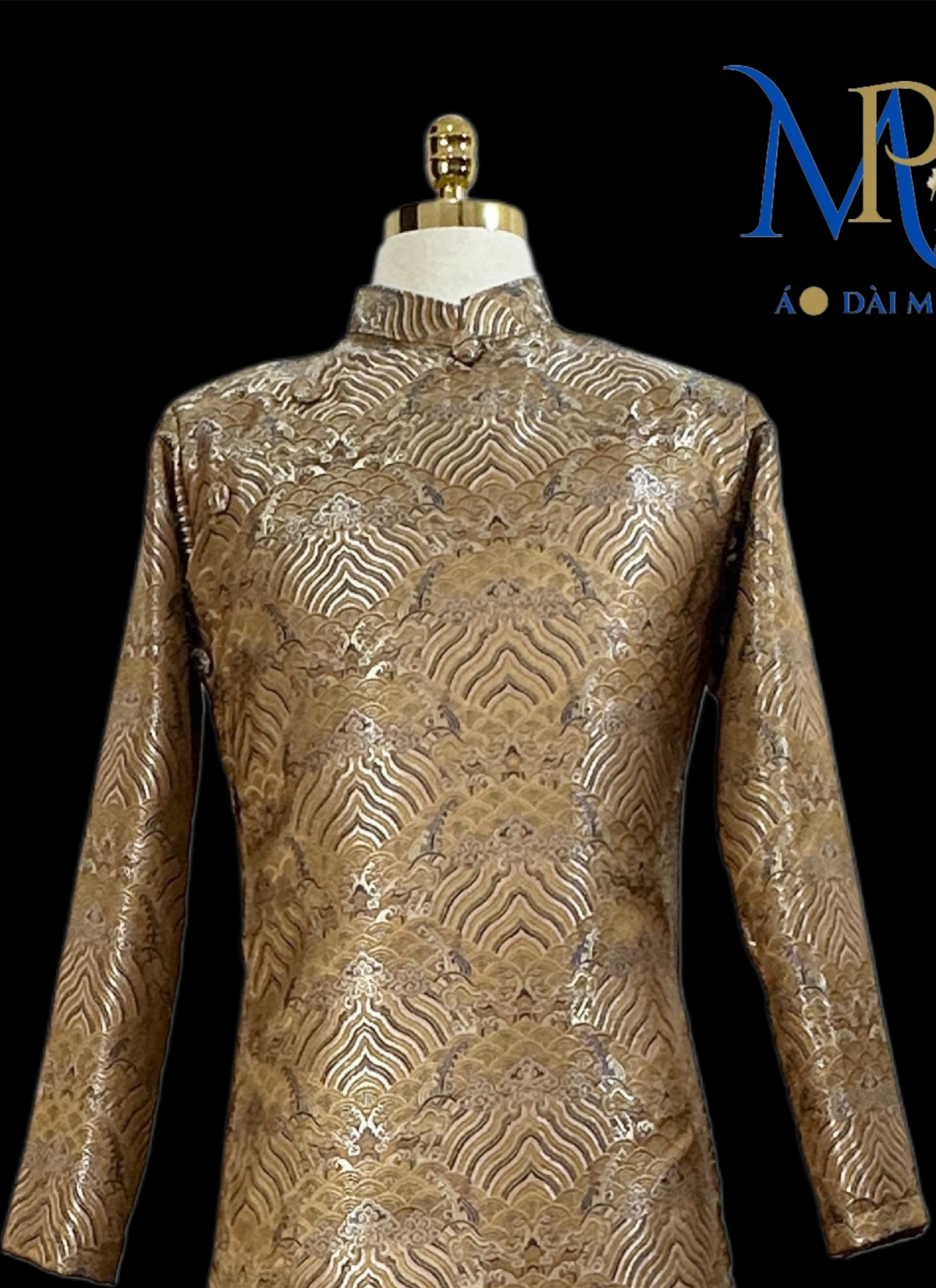 Áo dài cách tân nam vải gấm