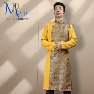 Áo Dài Cách Tân Phối giữa vài Tuyết Mưa và Gấm