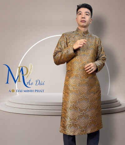 Áo Dài Cách Tân Nam Chất Liệu Gấm 2 Da Cao Cấp Với Hoạ Tiết Nổi Bật Và Sang Trọng