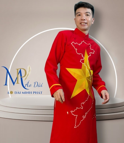 Áo Dài Nam Cách Tân Thêu Cờ Đỏ Sao Vàng – Phong Cách Lịch Lãm, Đậm Chất Dân Tộc