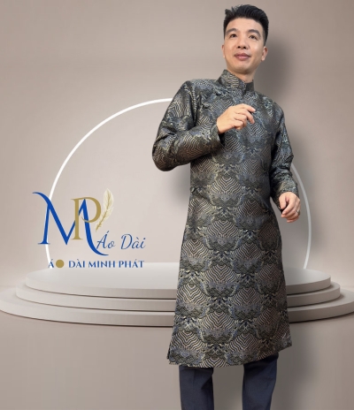 Áo Dài Cách Tân Nam Chất Liệu Gấm 2 Da Cao Cấp Với Hoạ Tiết Nổi Bật Và Sang Trọng