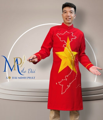 Áo Dài Nam Cách Tân Thêu Cờ Đỏ Sao Vàng – Phong Cách Lịch Lãm, Đậm Chất Dân Tộc