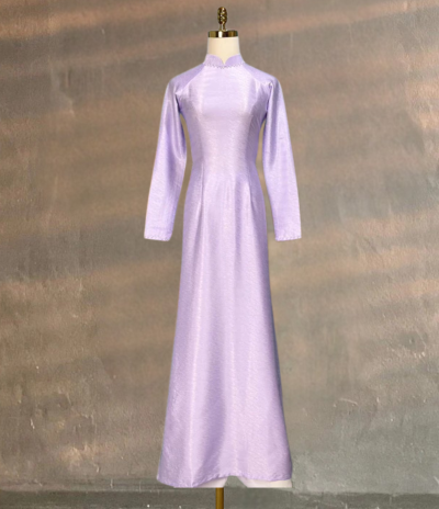 Áo Dài Truyền Thống Lụa Vân Gỗ Kết Hợp Quần Lụa Mỹ Cao Cấp