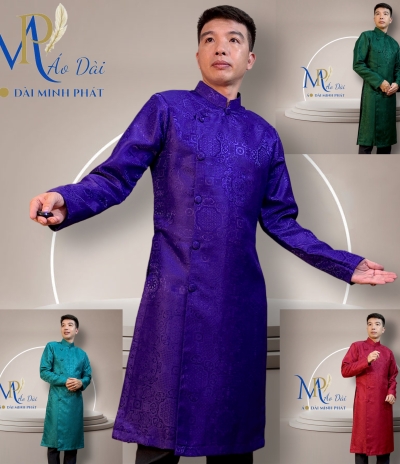 Áo Dài Cách Tân Nam Chất liệu Gấm cao cấp Nhiều màu có Big Size 2