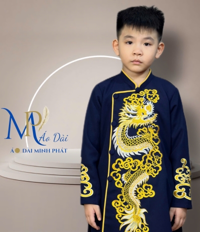 Áo Dài bé Trai Thêu Rồng Vàng nhiều mầu Siêu Xinh cho tết 2026 MPT3001