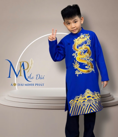 Áo Dài bé Trai Thêu Rồng Vàng nhiều mầu Siêu Xinh cho tết 2026 MPT3002