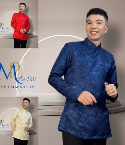Áo Dài Cách Tân Nam Dáng Ngắn Form Vest – Gấm Cao Cấp, Hoa Văn Tinh Tế MPG1010
