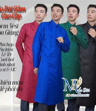 Áo Dài Cách Tân Nam Chất liệu Gấm cao cấp Nhiều màu có Big Size 2