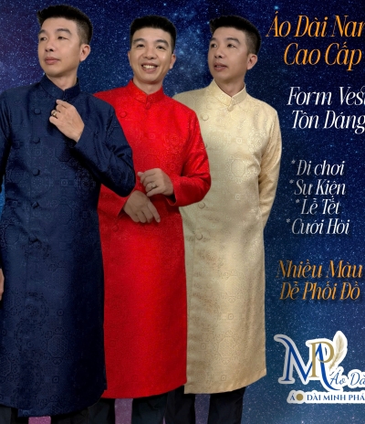 Áo Dài Cách Tân Nam Chất liệu Gấm cao cấp Nhiều màu có Big Size 2