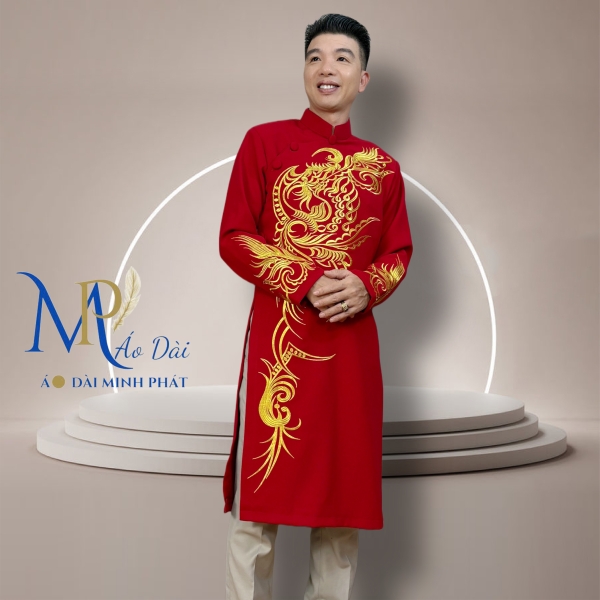 Áo Dài Cách Tân Nam Vải Tuyết Mưa Cao Cấp Thêu Hoa Văn Tinh Xảo MPT1008