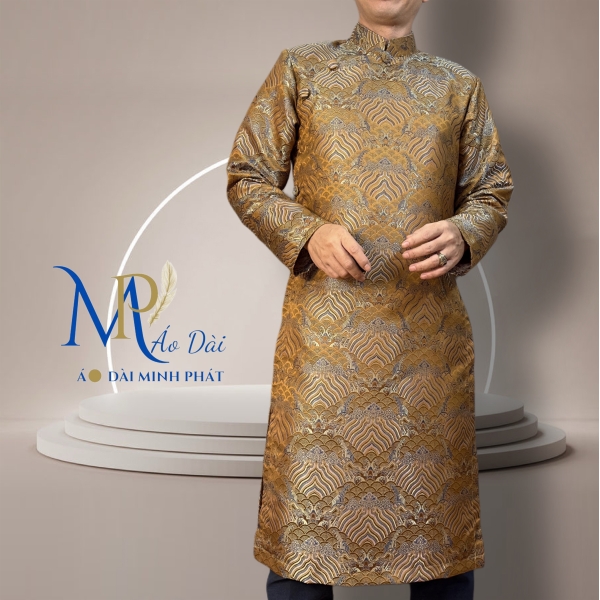 Áo Dài Cách Tân Nam Chất Liệu Gấm 2 Da Cao Cấp Với Hoạ Tiết Nổi Bật Và Sang Trọng