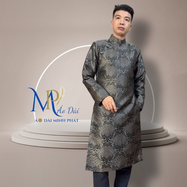 Áo Dài Cách Tân Nam Chất Liệu Gấm 2 Da Cao Cấp Với Hoạ Tiết Nổi Bật Và Sang Trọng