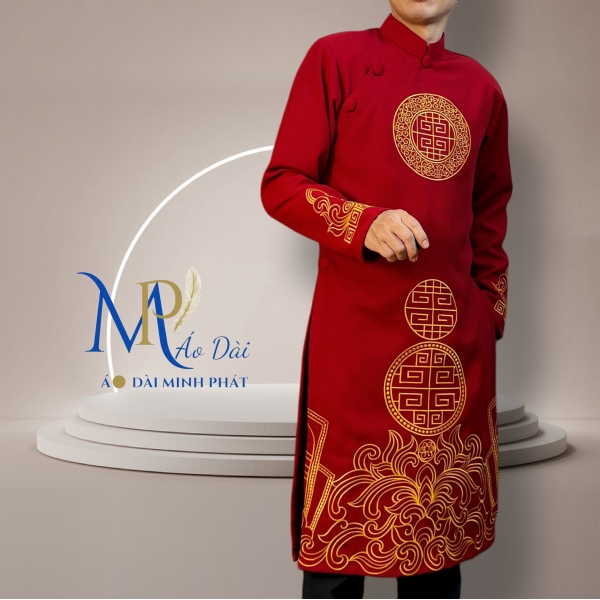 Áo Dài Cách Tân Nam Vải Tuyết Mưa Cao Câp Với Hoạ Tiết Thêu Hoa Văn Cách Điệu Sang Trọng MPT1003