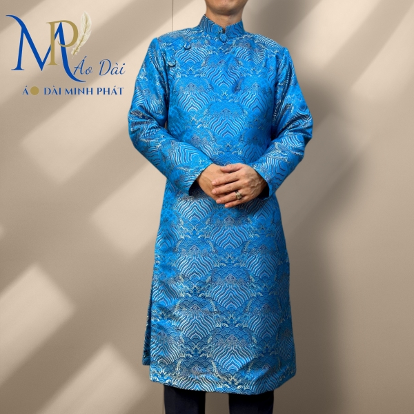 Áo Dài Cách Tân Nam Chất Liệu Gấm 2 Da Cao Cấp Với Hoạ Tiết Nổi Bật Và Sang Trọng