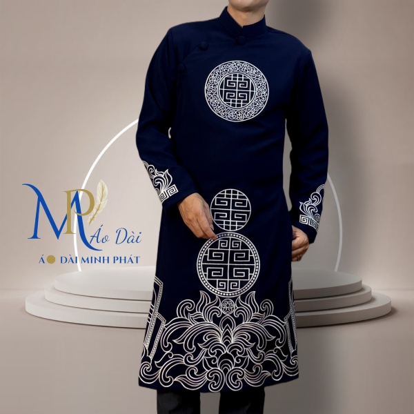 Áo Dài Cách Tân Nam Vải Tuyết Mưa Cao Câp Với Hoạ Tiết Thêu Hoa Văn Cách Điệu Sang Trọng MPT1003