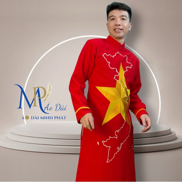 Áo Dài Nam Cách Tân Thêu Cờ Đỏ Sao Vàng – Phong Cách Lịch Lãm, Đậm Chất Dân Tộc
