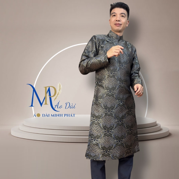 Áo Dài Cách Tân Nam Chất Liệu Gấm 2 Da Cao Cấp Với Hoạ Tiết Nổi Bật Và Sang Trọng