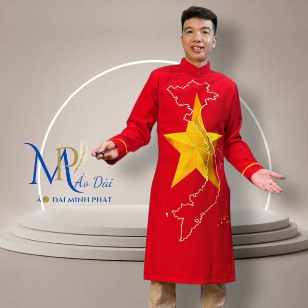 Áo Dài Nam Cách Tân Thêu Cờ Đỏ Sao Vàng – Phong Cách Lịch Lãm, Đậm Chất Dân Tộc
