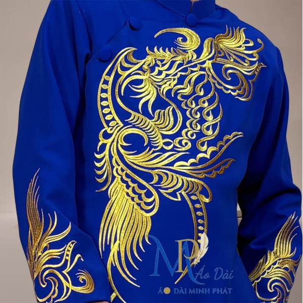 Áo Dài Cách Tân Nam Vải Tuyết Mưa Cao Cấp Thêu Hoa Văn Tinh Xảo MPT1008