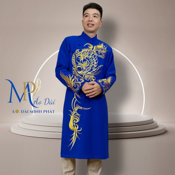 Áo Dài Cách Tân Nam Vải Tuyết Mưa Cao Cấp Thêu Hoa Văn Tinh Xảo MPT1008