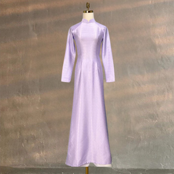 Áo Dài Truyền Thống Lụa Vân Gỗ Kết Hợp Quần Lụa Mỹ Cao Cấp