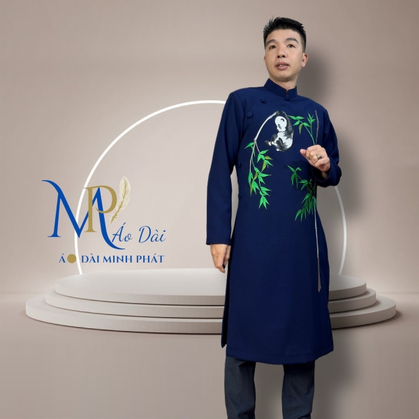 Áo Dài Cách Tân Nam Vải Tuyết Mưa Cao Câp Với Hoạ Tiết Thêu Song hạc, Đơn giản, Tinh Tế Sang Trọng MPT1027