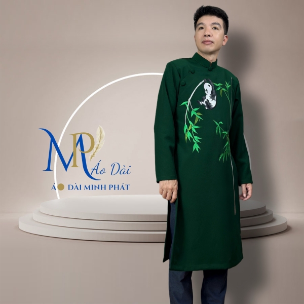 Áo Dài Cách Tân Nam Vải Tuyết Mưa Cao Câp Với Hoạ Tiết Thêu Song hạc, Đơn giản, Tinh Tế Sang Trọng MPT1027