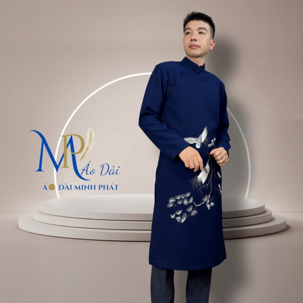 Áo Dài Cách Tân Nam Vải Tuyết Mưa Cao Câp Với Hoạ Tiết Thêu Hoa Văn Cách Điệu Sang Trọng MPT1021