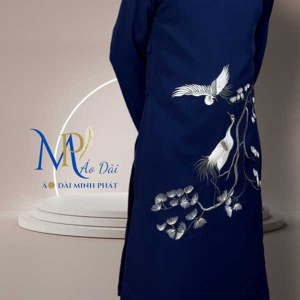 Áo Dài Cách Tân Nam Vải Tuyết Mưa Cao Câp Với Hoạ Tiết Thêu Hoa Văn Cách Điệu Sang Trọng MPT1021