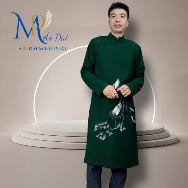 Áo Dài Cách Tân Nam Vải Tuyết Mưa Cao Câp Với Hoạ Tiết Thêu Hoa Văn Cách Điệu Sang Trọng MPT1021