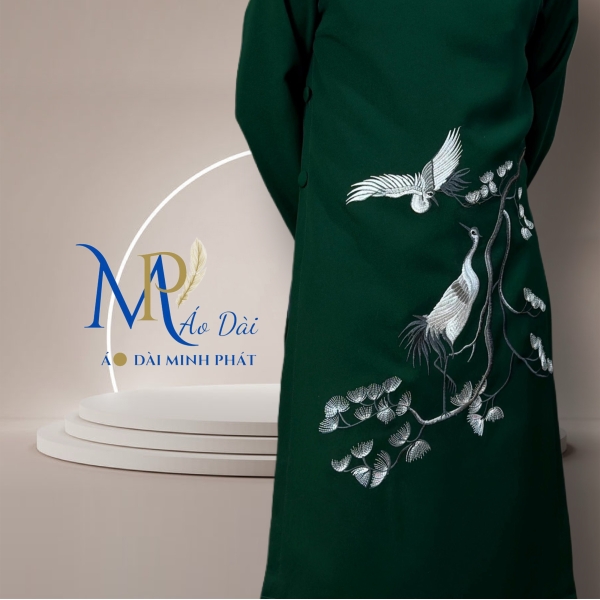 Áo Dài Cách Tân Nam Vải Tuyết Mưa Cao Câp Với Hoạ Tiết Thêu Song hạc, Đơn giản, Tinh Tế Sang Trọng MPT1027