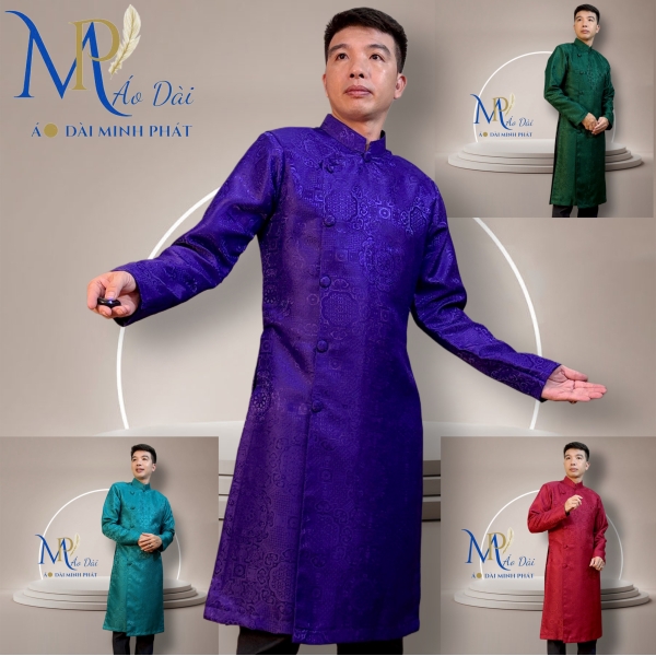 Áo Dài Cách Tân Nam Chất liệu Gấm cao cấp Nhiều màu có Big Size 2