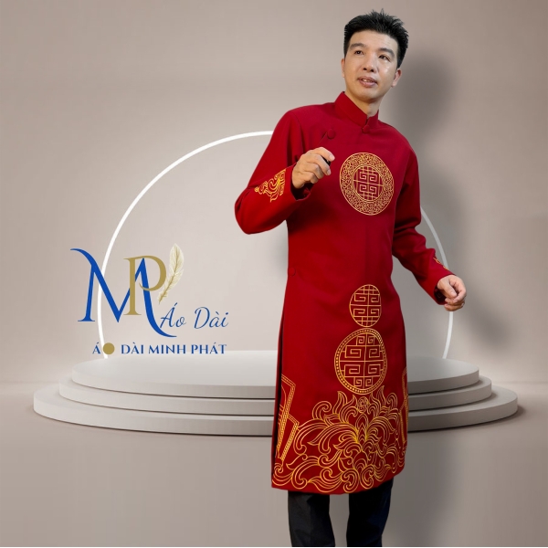 Áo Dài Cách Tân Nam Vải Tuyết Mưa Cao Câp Với Hoạ Tiết Thêu Hoa Văn Cách Điệu Sang Trọng MPT1021
