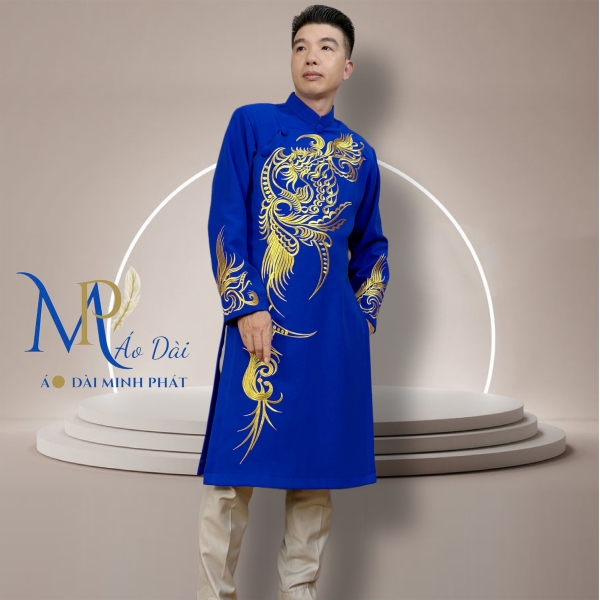 Áo Dài Cách Tân Nam Vải Tuyết Mưa Cao Cấp Thêu Hoa Văn Tinh Xảo MPT1008