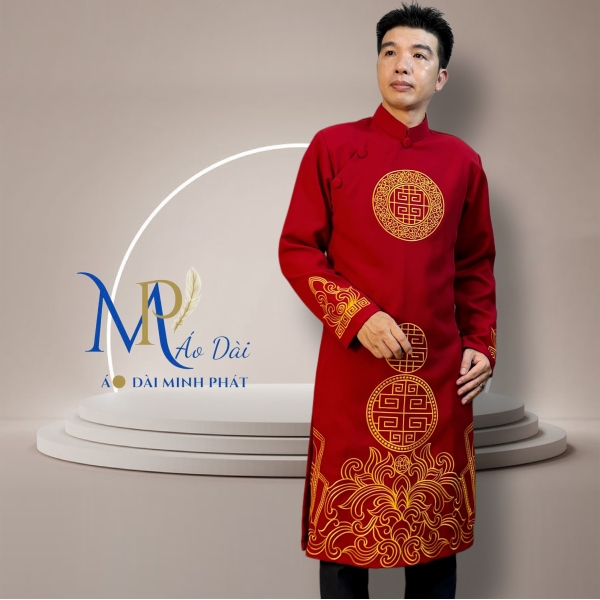 Áo Dài Cách Tân Nam Vải Tuyết Mưa Cao Câp Với Hoạ Tiết Thêu Hoa Văn Cách Điệu Sang Trọng MPT1021