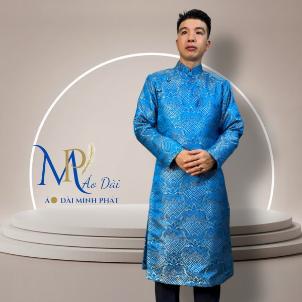 Áo Dài Cách Tân Nam Chất Liệu Gấm 2 Da Cao Cấp Với Hoạ Tiết Nổi Bật Và Sang Trọng