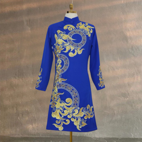 Áo Dài Cách Tân Nam Vải Tuyết Mưa Cao Cấp Thêu Hoa Văn