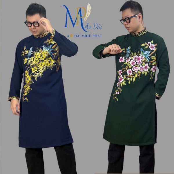 Áo Dài Cách Tân Nam Việt Nam - Vải Tuyết Mưa & Họa Tiết Sơn Mài Độc Đáo