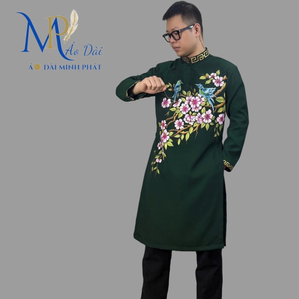 Áo Dài Cách Tân Nam Việt Nam - Vải Tuyết Mưa & Họa Tiết Sơn Mài Độc Đáo