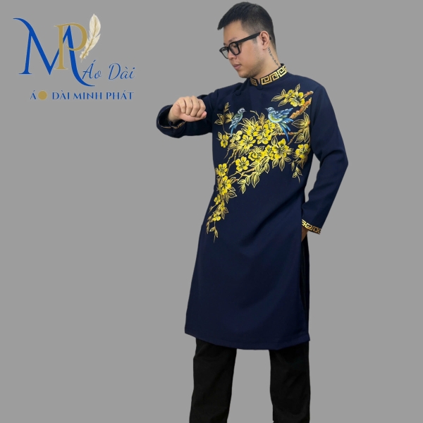Áo Dài Cách Tân Nam Việt Nam - Vải Tuyết Mưa & Họa Tiết Sơn Mài Độc Đáo