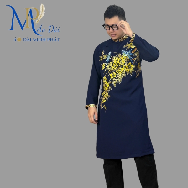 Áo Dài Cách Tân Nam Việt Nam - Vải Tuyết Mưa & Họa Tiết Sơn Mài Độc Đáo