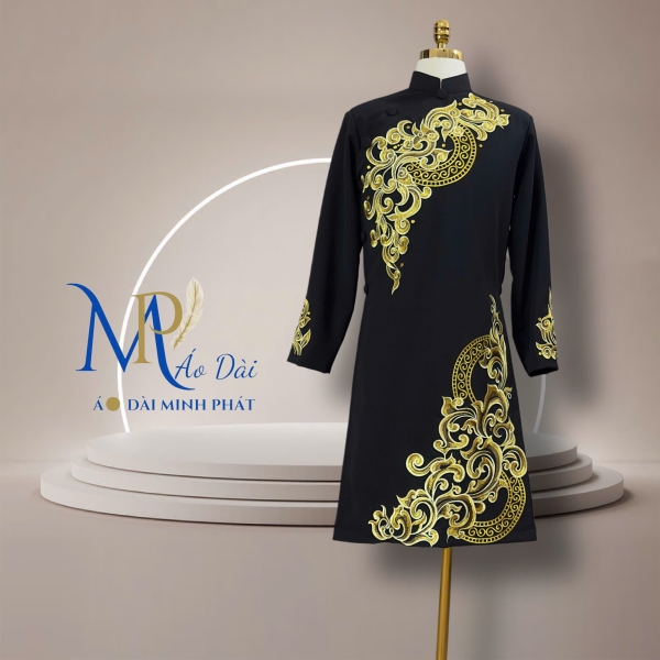 Áo Dài Cách Tân Nam Vải Tuyết Mưa Cao Câp Với Hoạ Tiết Thêu Hoa Văn Cách Điệu Sang Trọng MPT1003