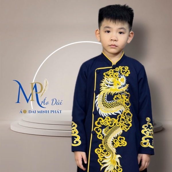 Áo Dài bé Trai Thêu Rồng Vàng nhiều mầu Siêu Xinh cho tết 2026 MPT3001