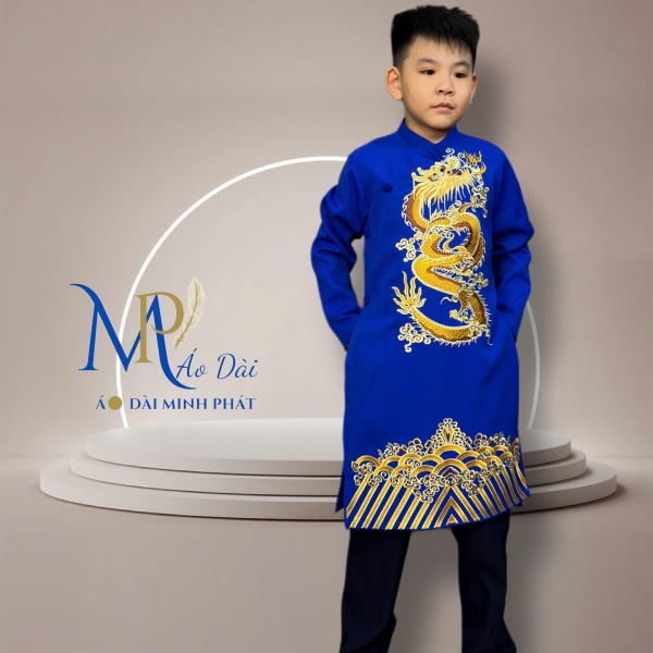 Áo Dài bé Trai Thêu Rồng Vàng nhiều mầu Siêu Xinh cho tết 2026 MPT3002