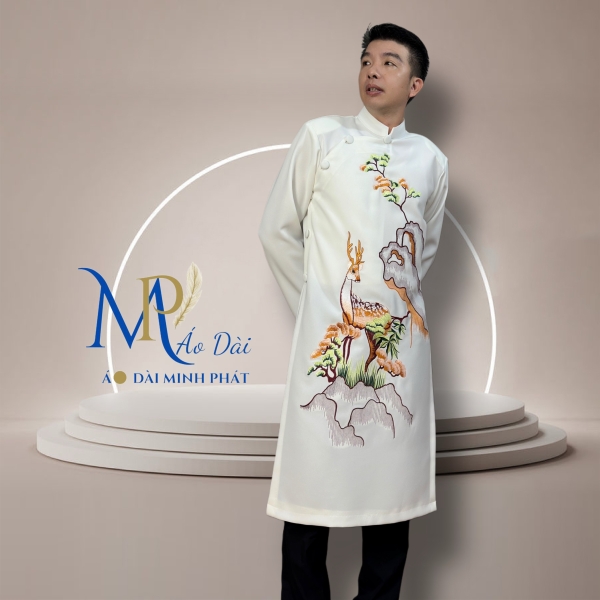 Áo Dài Nam Cách Tân Thêu HƠI THỞ NON SÔNG BST Tết 2026 MPT1028