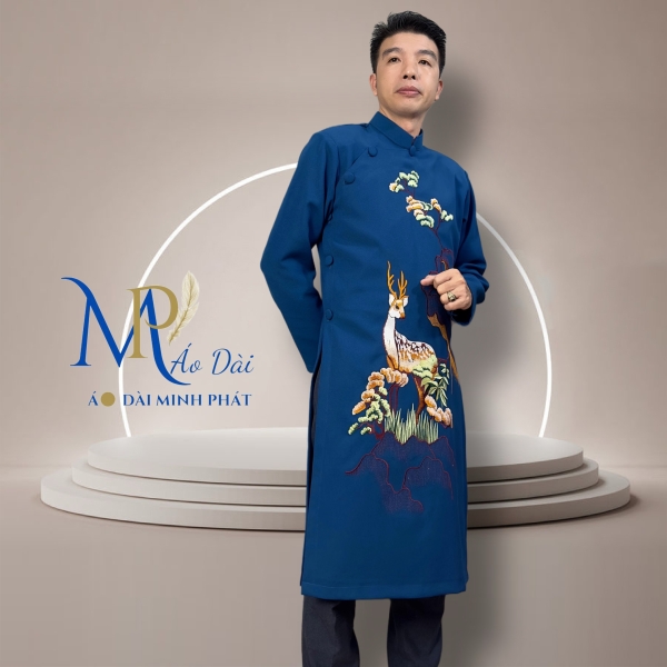Áo Dài Nam Cách Tân Thêu HƠI THỞ NON SÔNG BST Tết 2026 MPT1028