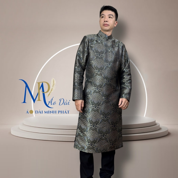 Áo Dài Cách Tân Nam Chất Liệu Gấm 2 Da Cao Cấp Với Hoạ Tiết Nổi Bật Và Sang Trọng