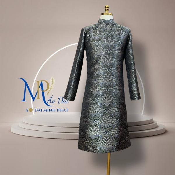 Áo Dài Cách Tân Nam Chất Liệu Gấm 2 Da Cao Cấp Với Hoạ Tiết Nổi Bật Và Sang Trọng
