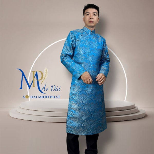 Áo Dài Cách Tân Nam Chất Liệu Gấm 2 Da Cao Cấp Với Hoạ Tiết Nổi Bật Và Sang Trọng