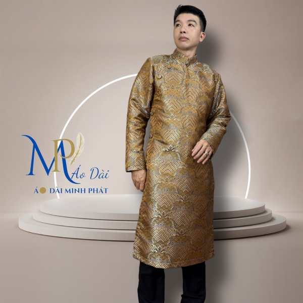 Áo Dài Cách Tân Nam Chất Liệu Gấm 2 Da Cao Cấp Với Hoạ Tiết Nổi Bật Và Sang Trọng